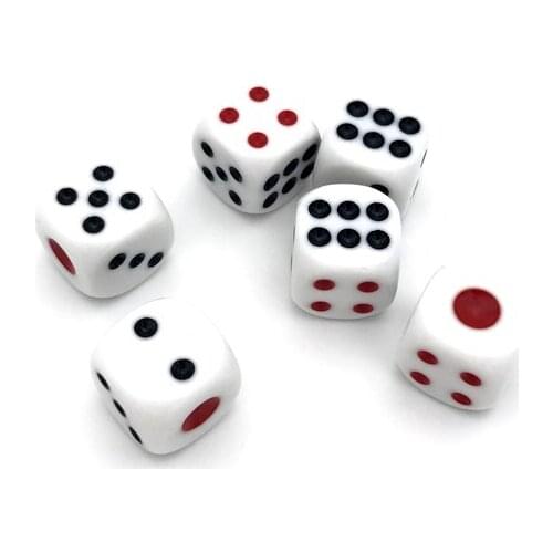 12Pcs/Lot High-quality 16mm Drinking Dice Red And Black Dots Rounded Corner White Dice Entertainment Board Games Dedicated Gifts