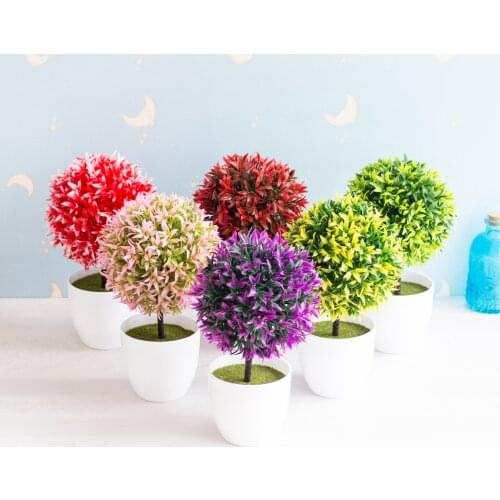 Green Artificial Small Tree Potted Bonsai Home Garden Bedroom Living Room Decor Christmas Halloween New Year Party Fake Plants