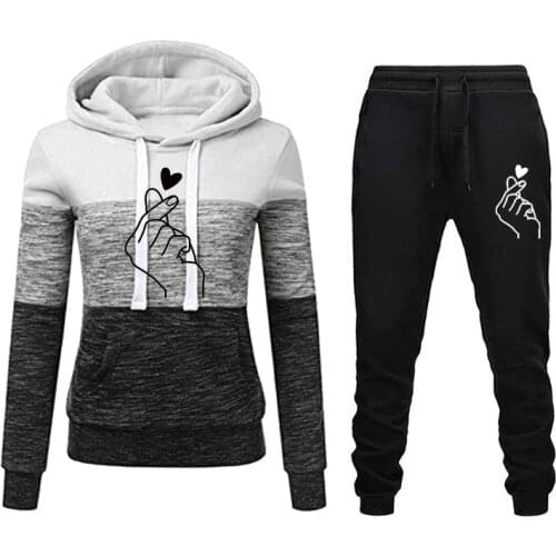 Plus Size Women Tracksuit Long Sleeve With Hat Tops Hoodies+Pants 2 Pcs Set Workout Sport Suits Sweatwear Outfits