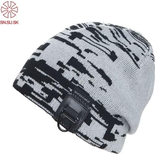 Winter Ski Hat Men Woman Sports Skating Metal Pull Ring Hip Hop Hats Beanies Head Warm