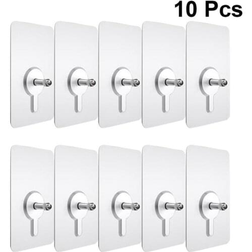 10PCS Non-Marking Screw Sticker Punch-Free Self Adhesive Wall Hanging Sucker Screw Stickers Picture Hook Nail Holder Door Hanger