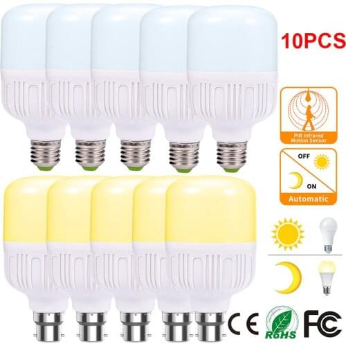 10Pack Motion Sensor Light Bulb Radar PIR Activated LED Bulb E27/B22 Base Auto-on/Off Indoor Outdoor Lighting for Porch,Hallway