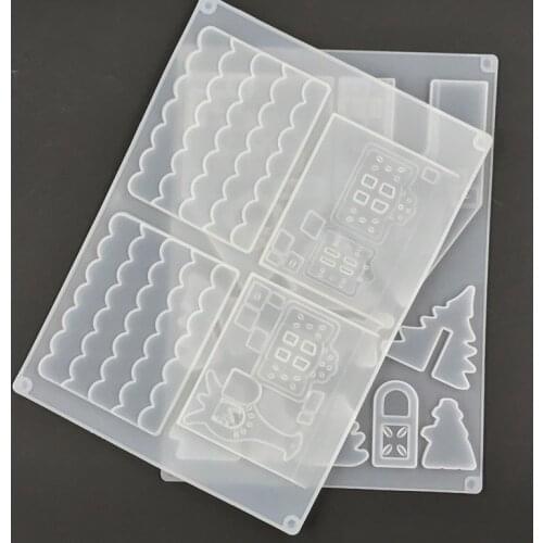 2 Pcs 3D Christmas Gingerbread House Silicone Mold Set Make Biscuits DIY Chocolate Cakes Mould Decoration Baking Tools SUB Sale