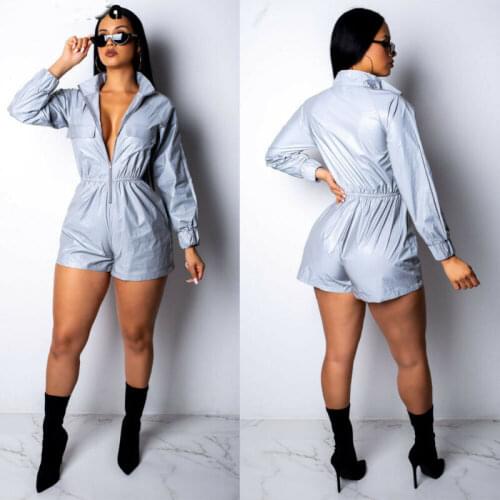 Hot sale 2Pcs Womens Reflective Glow In Dark Coat Two Piece Jacket Trousers Night Party Light Patchwork Casual Club Club Outfit
