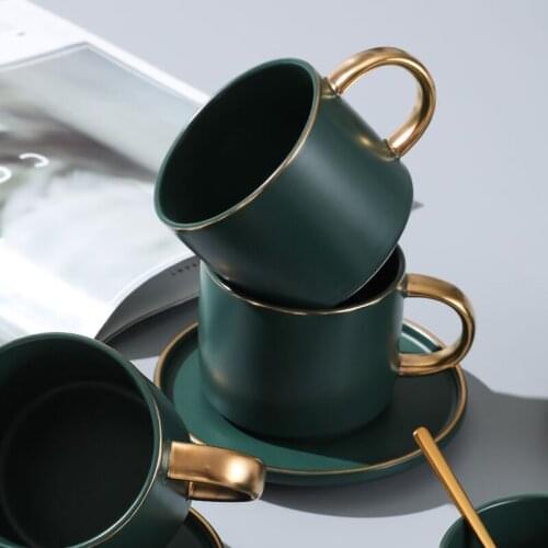 2021 Ceramic coffee latte cup beverage cup soy milk breakfast cup bone China lovely glass cup and saucer spoon set coffee mug