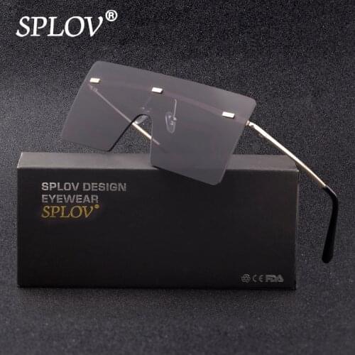 2021 Oversized Sunglasses Square Vintage Sunglasses Luxury Brand Rimless Eyewear Retro Gradient Brown Big Shades Oculos de sol