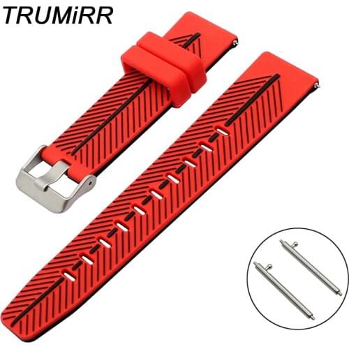 21mm 22mm Double Color Silicone Watchband Quick Release Universal Watch Band Rubber Strap Steel Buckle Wrist Bracelet Black Red