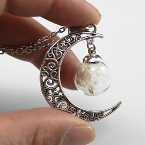 3PCS 16MM Ball Moon Dandelion Seed Necklace Glass Wish Bottle Necklaces & Pendants Unisex Jewelry