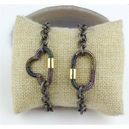 5pcs/lot New design colorful cz clasp bracelet,plated cloud/oval shape cubic zircon component,popular bracelet cheap wholesale