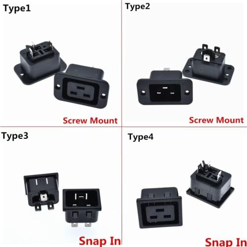 AC 250V 16A IEC 320 C19 C20 Panel Mount Plug Connector Socket