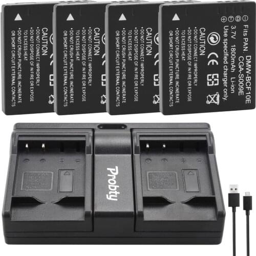 4x DMW-BCF10E DMW BCF10e Batteries + dual charger for Panasonic DMC-FS12 FS15 FS25 FS4 FS7 FX48 FX550 FX580 FX68 FH1 TS3 FH20