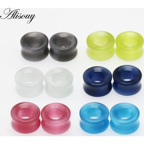 Alisouy 2pcs stone Ear Expander Piercing tunnel nature Stone Ear Plugs Tunnels Gauges 6-16mm ear Expander Body Piercing Jewelry