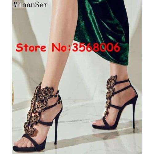 Shiny Rhinestone Embellished Angel Wings Sandals Crystal Leaves Buckle Strap Dress HigH heels Brand Italy Designer Girls Pumps