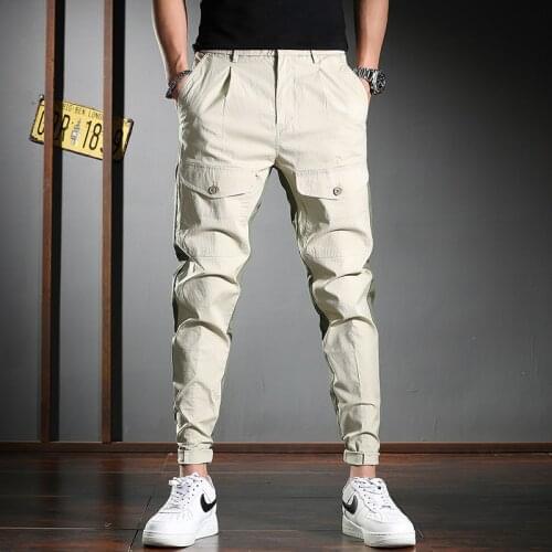 Casual Pants 2021 Summer Men Fashion Khaki Green Patchwork Trousers