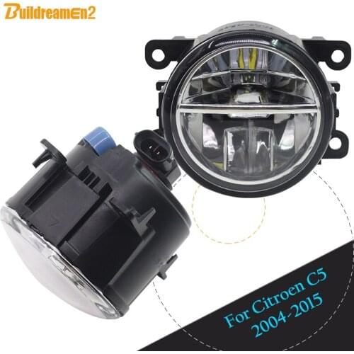 Buildreamen2 2 Pieces Car Accessories LED Lamp Fog Light Daytime Running Light DRL White 12V For 2004-2015 Citroen C5