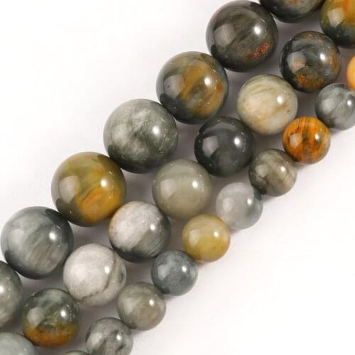 6/8/10mm Hawks Eye Stone Beads Natural Eagle Eye Loose Round Beads for Jewelry Making DIY Bracelet Accessories 15inch
