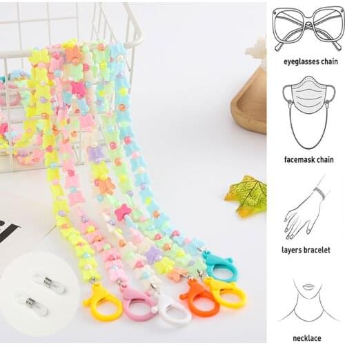 Kids Glasses Chains Acrylic Colorful Butterfly Anti-lost Mask Chain Lanyard Sunglasses Holder Strap Neck Cord Eyewear Jewelry