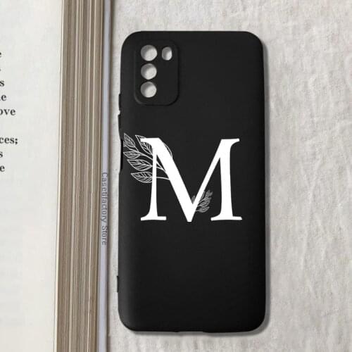 White Letter M J K L Phone Case for Xiaomi Redmi Note 10 Pro 9 9C 9A Note 9 Pro for POCO M3 Pro X3 Pro F3 Alphabet Leaves Cover