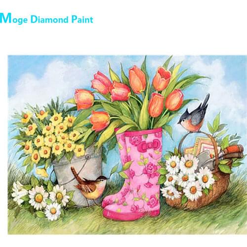 Flower basket bucket boots Diamond Painting Round Full Drill Floral Nouveaute DIY Mosaic Embroidery 5D Cross Stitch home decor