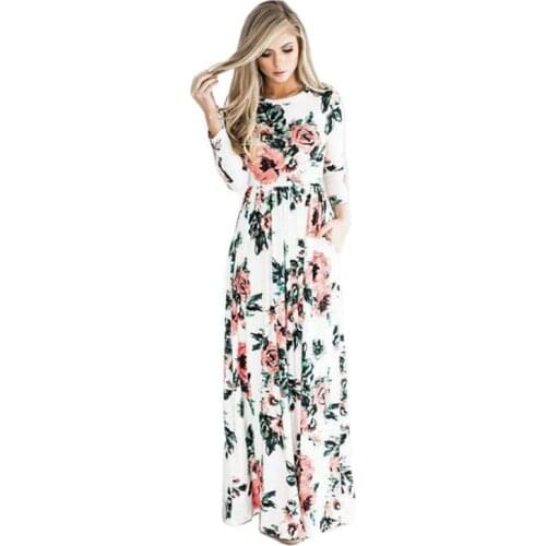 Floral Print Dress Women Green Black 15 Colors S-3XL Plus Size Maxi Dresses 2019 New Spring Summer Loose Short Sleeve Dress JD12