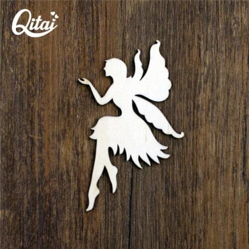 QITAI 12PCS/SET Wood Fairy Angels Wings Shape Ornament Embellishment Handmade DIY Accessory scrapbooking Home Decoration WF278
