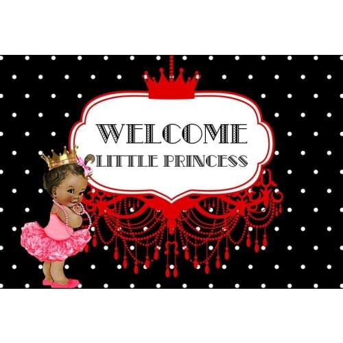 Welcome little princess photo backgrounds black vinyl baby shower Backdrops photography for photo studio props photophone lv-766