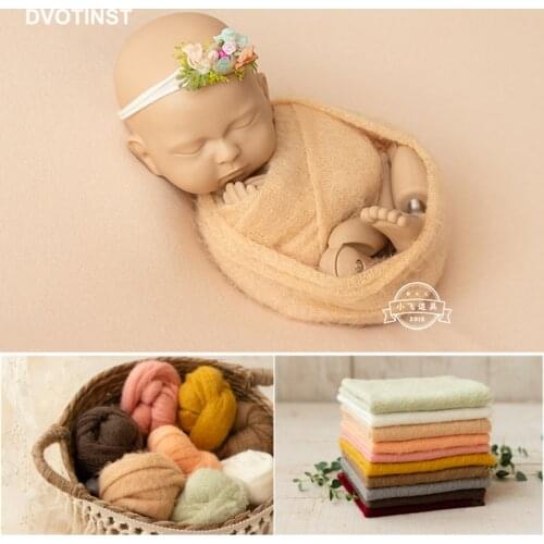 Dvotinst Newborn Baby Photography Props Soft Hairy Knitted Wraps Posing Wrap 40x160 Studio Shooting Fotografia Photo Props