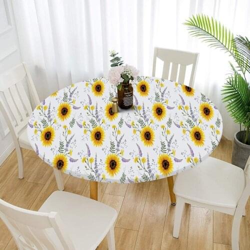 80/120/140cm Elastic Edged Waterproof Non-slip Round Table Cover Bar Hotel Wedding Banquet Party Desk Protector