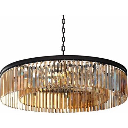 SHIJIA Round Shape Crystal Chandelier Lighting Lustres Luminaires Hanging Light for Restaurant Crystal American Style Lamp