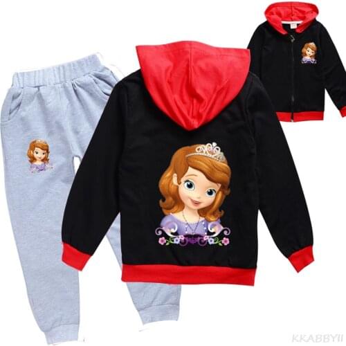 Sofia Girls Clothing Sets Children Fashion Hoodies And Pant Set Kids Clothing Spring Autumn Sports Suit Tracksuit