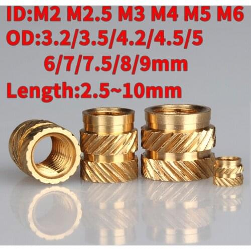 M2M2.5M3M4M5M6 Brass Hot Melt Insert Knurled Nut Thread Heat Molding SL-type Double Twill Injection Embedment Nut For 3D Printer