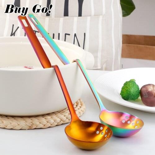 Stainless Steel Wall Hanging Long Handle Soup Spoon Cooking Colander Skimmer Strainer Set Kitchen Cookware Cooking Hot Pot Z
