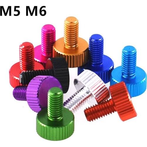 M5 M6 Aluminum Alloy Flat Head knurled Hand Screw Colourful Screw Computer Electronic Equipment Bolt Screw