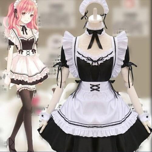 Cute Lolita French Maid Dress Girls Woman Anime Cosplay Party Costumes