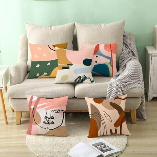 Pillowcase Abstract Morandi Series Single-Sided Printing Peachskin Pillow Cover For Office/Bedroom/Sofa Home Decorat 45*45cm 1pc