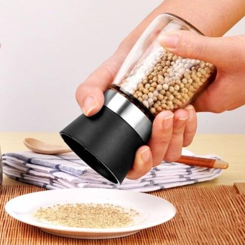 Stainless steel salt and pepper mill manual food herb grinders spice jar containers kitchen gadgets spice bottles glass