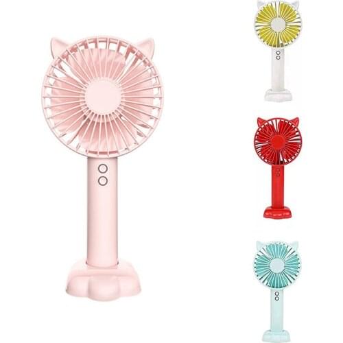 Handheld Electric Fan 3-Speed Variable Speed Mini Portable Rechargeable Desktop Night Light Silent Fan, With Battery