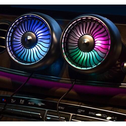 Portable Fan Car Air Vent Mount Cool Air Fan Cooler Cooling Mini Fans LED Light Rotate Cooling Air Fan for Auto Car Sedan SUV