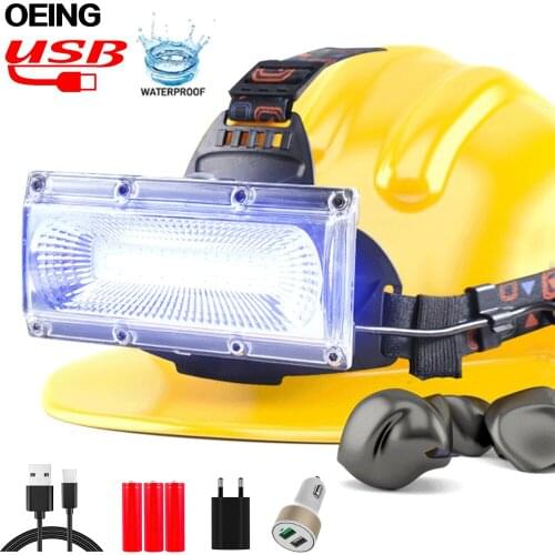 Most Powerful COB LED Headlight USB Rechargeable Head Lamp white&red&blue light 3-Mode Headlamp Waterproof Hunting Lighting