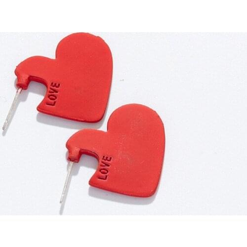 Heart Shape Earrings Vintage Red Love Heart Statement Stud Earrings For Women Girls Wedding Earring Jewelry Gifts