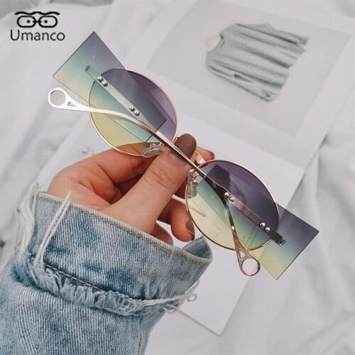 Umanco Personality Steampunk Sunglasses for Men Women Metal Frame Oval Gradient UV400 Punk Glasses Male Female Vogue Eyeglasses