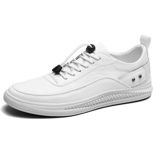 Sneakers New Fashion Soft Simple Casual Shoes Genuine Leather White Shoes Men Comfortable Breathable Ultra-light Flats