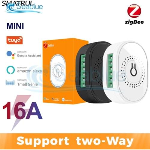 TMZ02 16A Tuya ZigBee 3.0 Mini Smart Switch Supports 2 Way Control Smart Home Automation Module Dual Control On-off Device 240V
