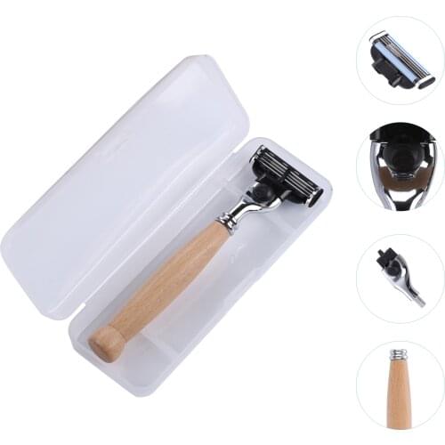 Mens Manual Razor Trimmer 3 Blades Safety Blade Made in the United States Machine Razor Straight Hair Removal 12 Razor Heads