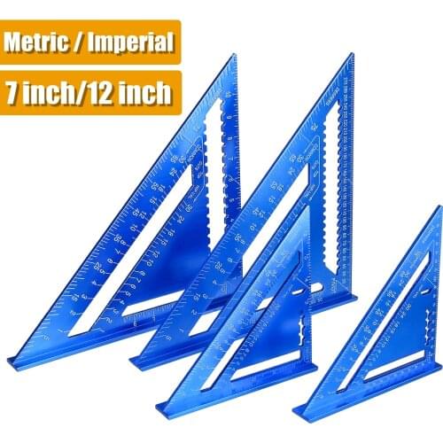 Angle Ruler 7/12 inch Metric Aluminum Alloy Triangular Measuring Ruler Woodwork Speed Square Triangle Angle Protractor