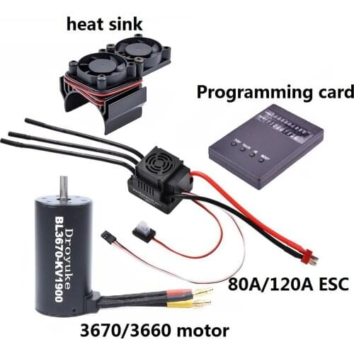 Waterproof 3660 2600KV/3300KV/3800KV&3670 1900KV 2150KV/2650KV Brushless Motor 80A/120A Brushless ESC Combo Set for 1/8 RC Car