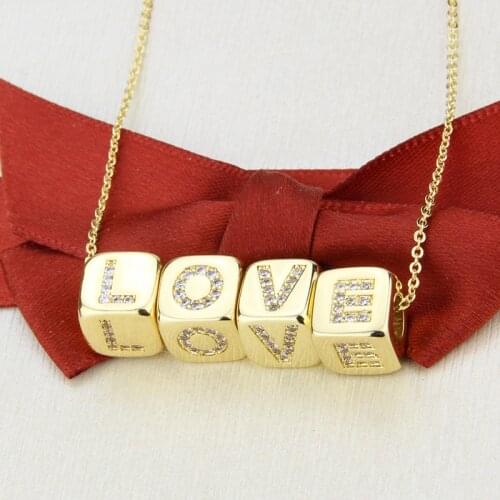 SUNSLL Simple Jewelry Gold Copper Cubic Zircon A-Z 26 letter Pendant/Chain Freely Matched 8mm Accessories For Women Party Gifts