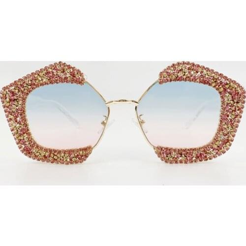 2019 Newest Fashion Women Square Sunglasses Vintage Oversize Brand Design Bling Diamond Sun Glasses Ladies Female Shades Oculos