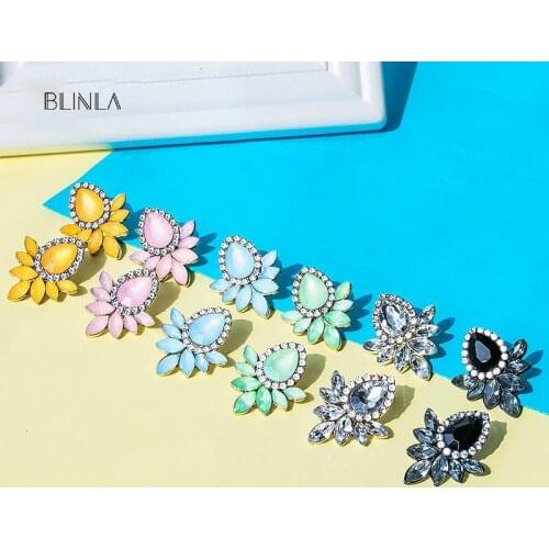 BLINLA Fashion Vintage Crystal Stud Earrings for Women Statement Geometric Black White Metal Party Earring 2019 Jewelry Brincos