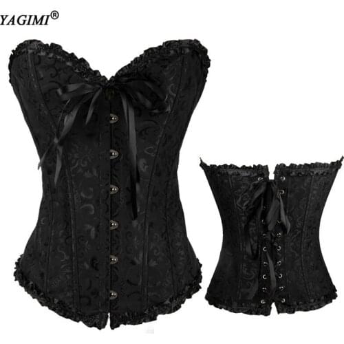 YAGIMI Women Corset Gothic Steampunk Bustier Top Waist Trainer Body Shaper Fajas 12 Steel Bone Underbust Corset Gaine Ventre